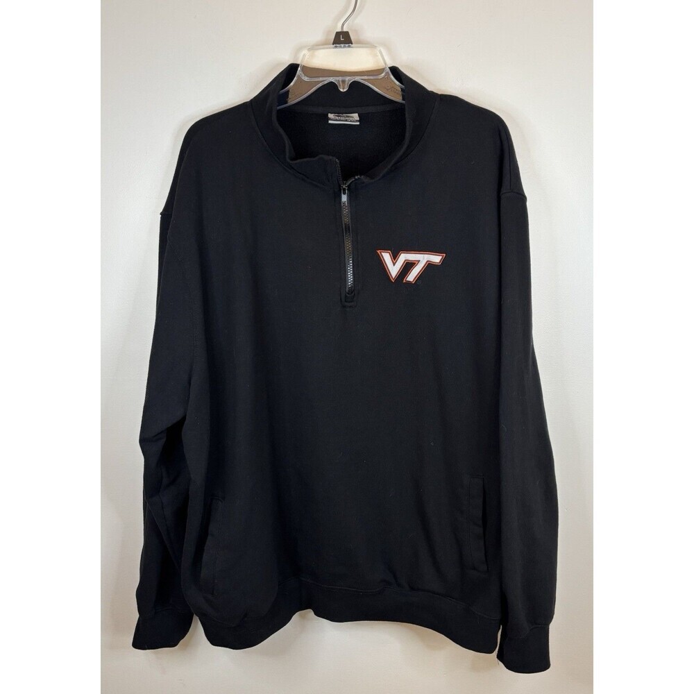 VIRGINIA TECH Hokies Black 1/4 Zip Pullover Sweatshirt Men 3XL Stadium Athletics